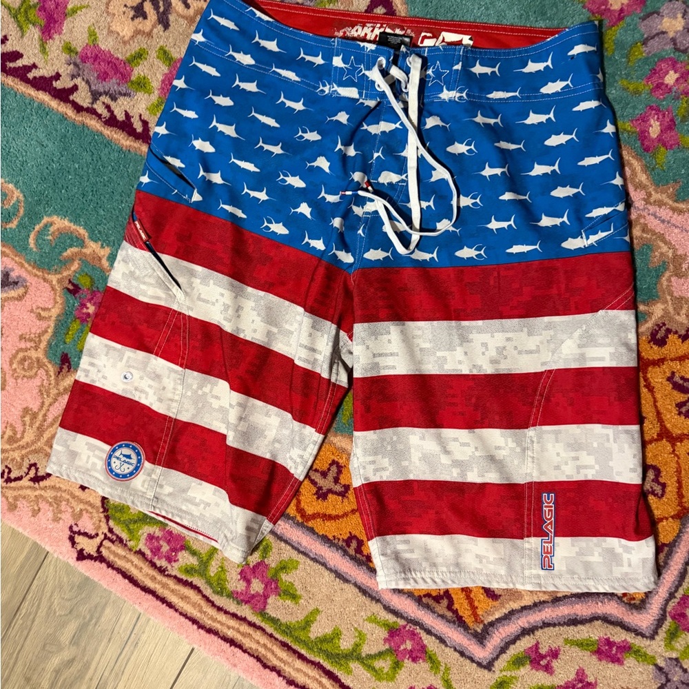 Pelagic Men's Patriotic Shark Swim Shorts